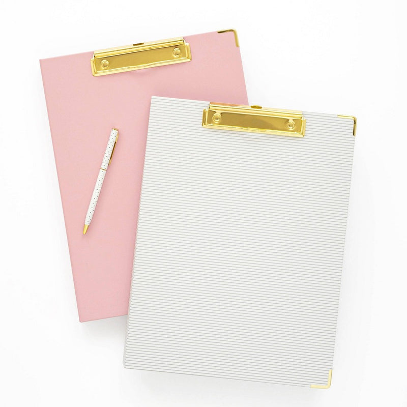Sugar Paper Essentials Clipfolio Gray Stripe