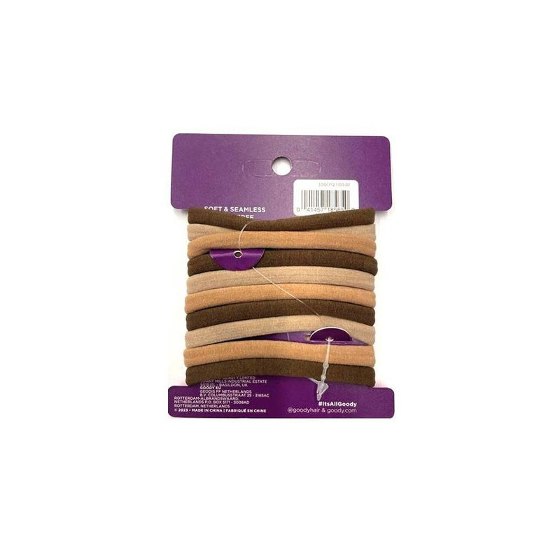 Goody Nylon Seamless Hair Elastics - Brown - 10ct