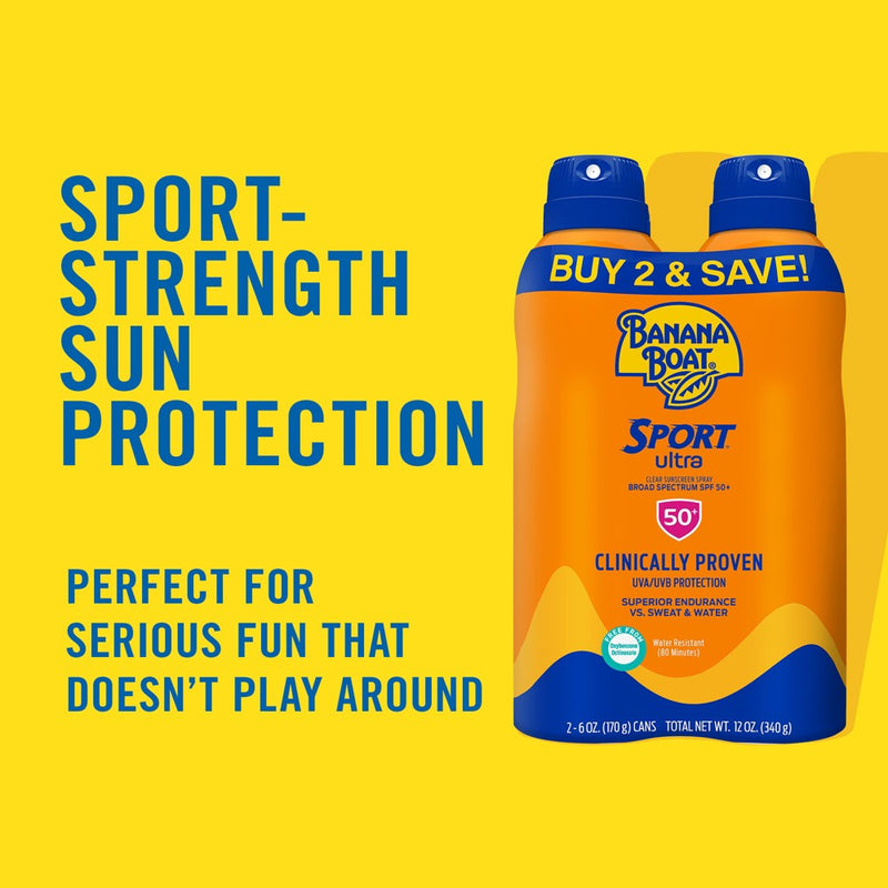 Banana Boat Ultra Sport Clear Spray Broad Spectrum Sunscreen - SPF 50 - 6oz/2pk
