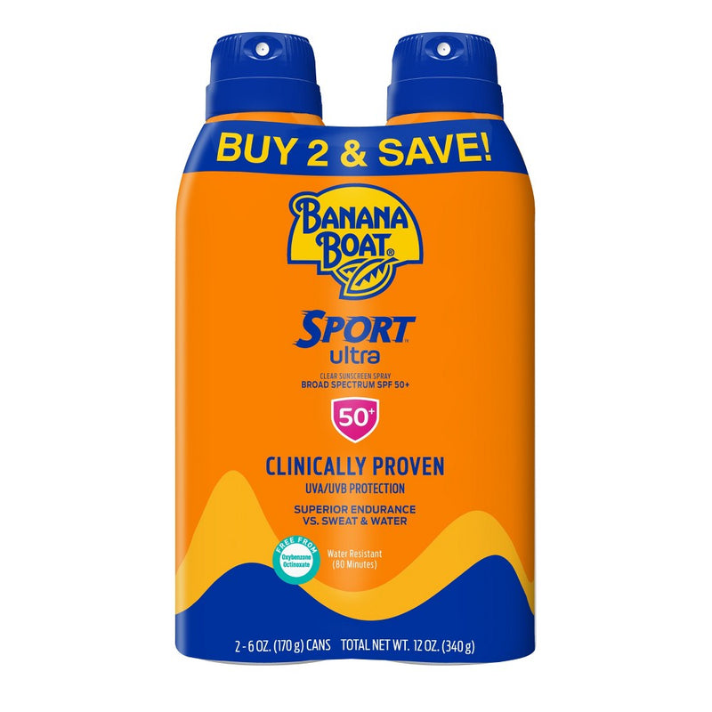 Banana Boat Ultra Sport Clear Spray Broad Spectrum Sunscreen - SPF 50 - 6oz/2pk