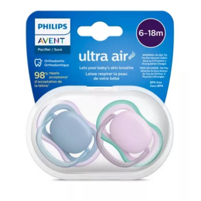 Avent Philips Ultra Air Pacifier 6-18 Months - Blue/Lilac - 2pk