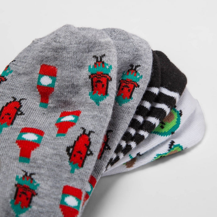 Women's Avocado & Chili 3pk Liner Socks - Xhilaration White/Black/Heather Gray 4-10