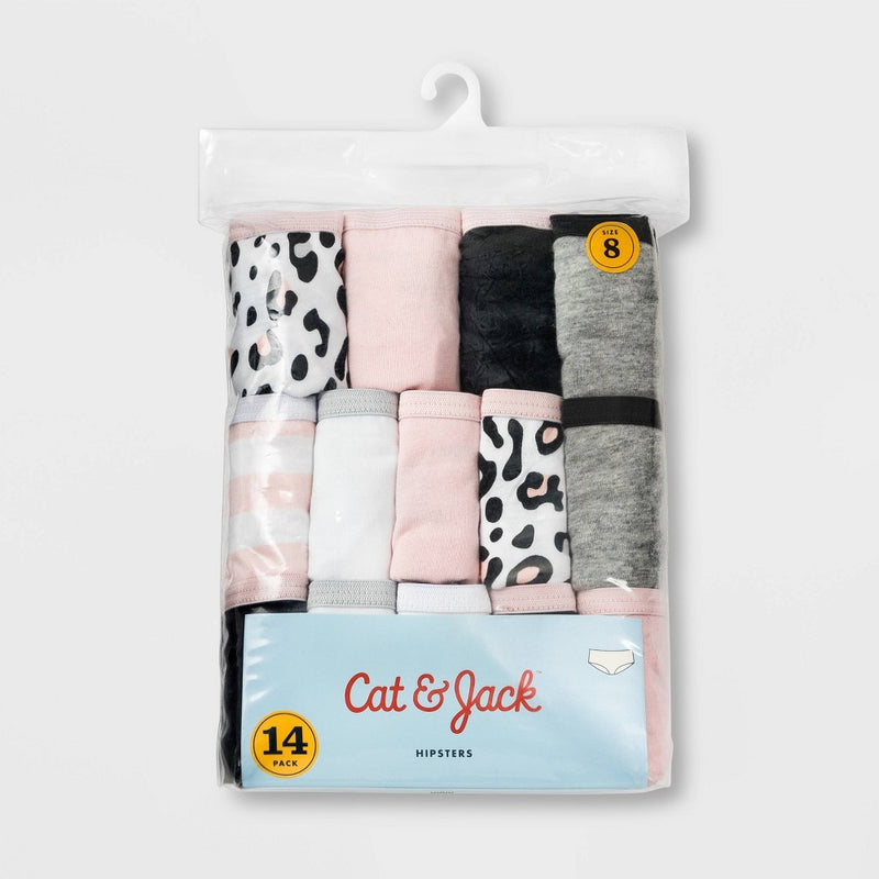 Girls' 14pk Animal Print Cotton Hipsters - Cat & Jack 14