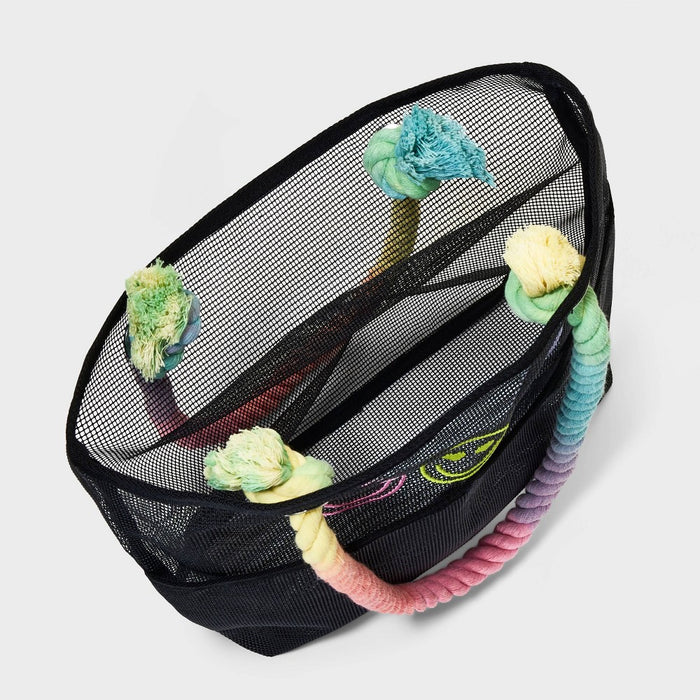 Girls' Smiley Mesh Tote Bag- art class Black
