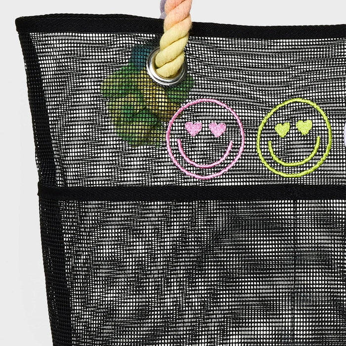 Girls' Smiley Mesh Tote Bag- art class Black