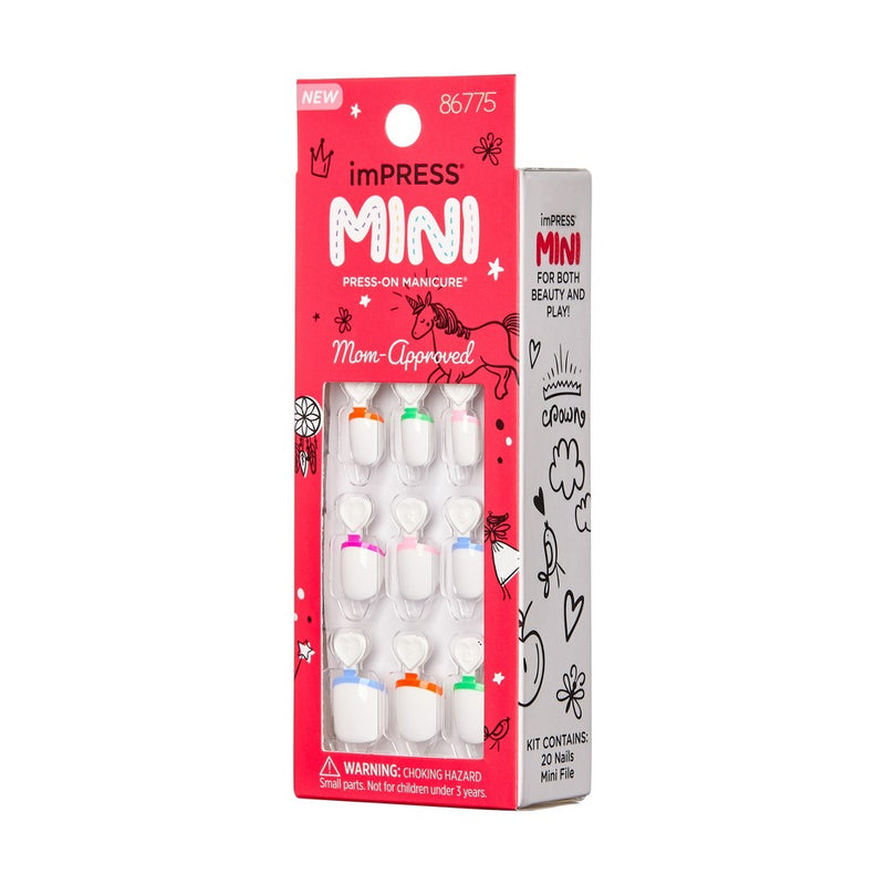 imPRESS Press-On Manicure Mini Fake Nails for Kids - French Pop - 20ct
