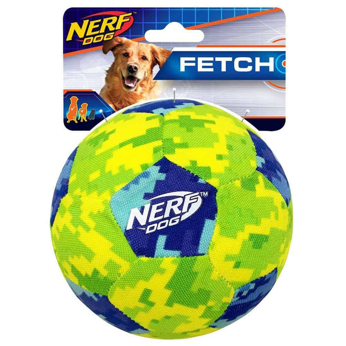 NERF 5" Nylon AirTuff Digital Camo Soccer Dog Toy - Blue/Green