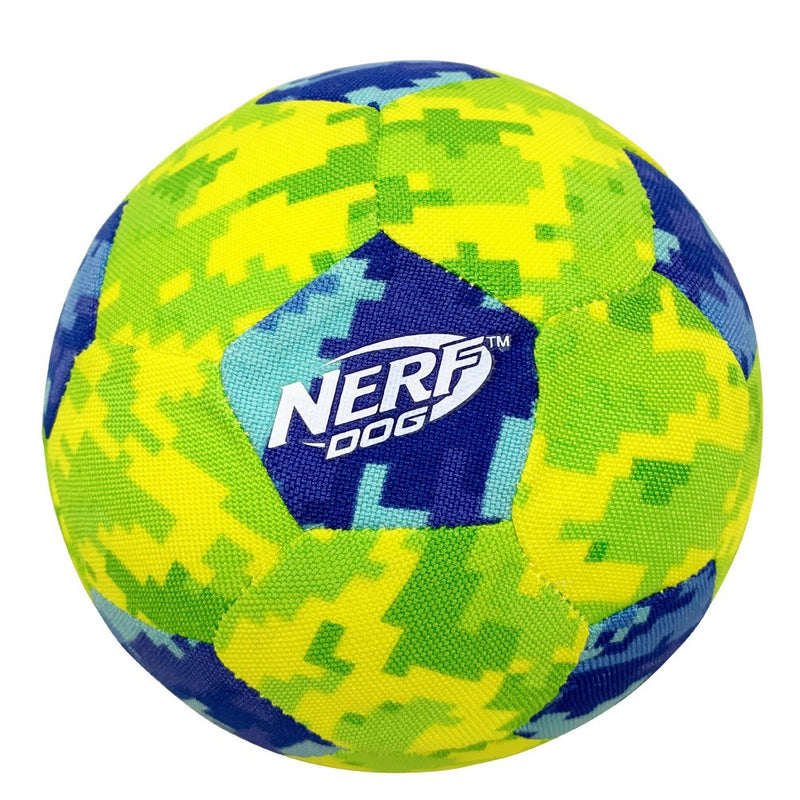 NERF 5" Nylon AirTuff Digital Camo Soccer Dog Toy - Blue/Green