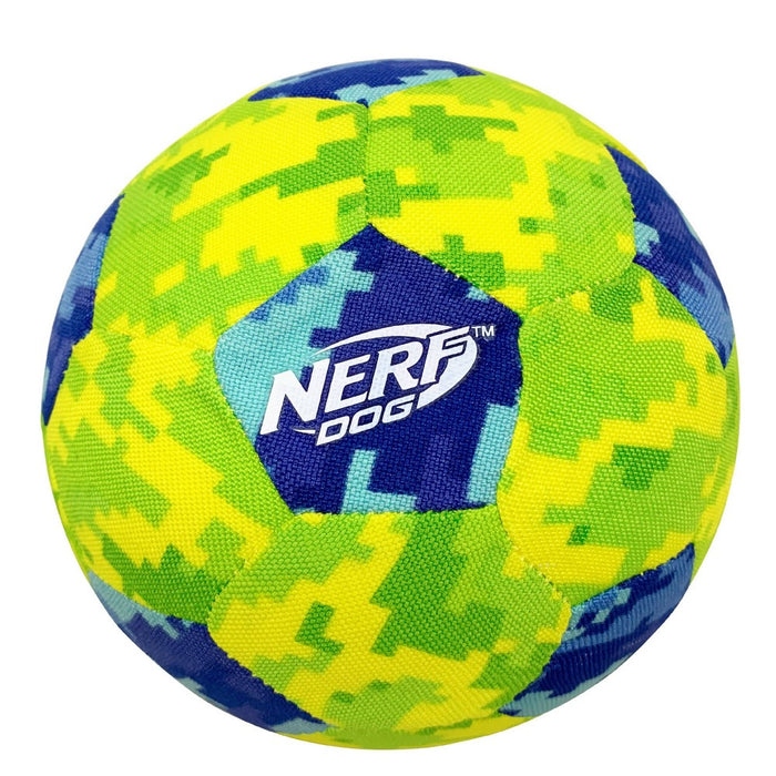 NERF 5" Nylon AirTuff Digital Camo Soccer Dog Toy - Blue/Green