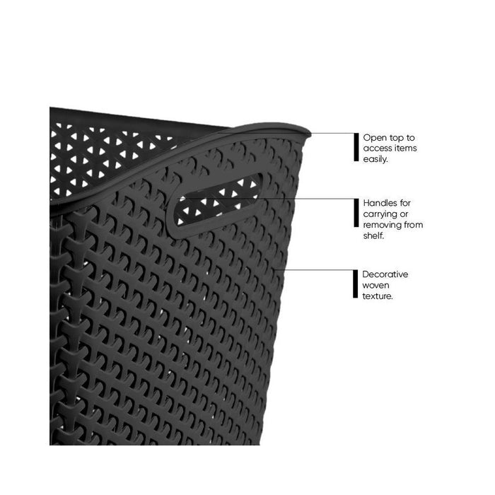 Y-Weave XL Curved Decorative Storage Basket Black - Brightroom