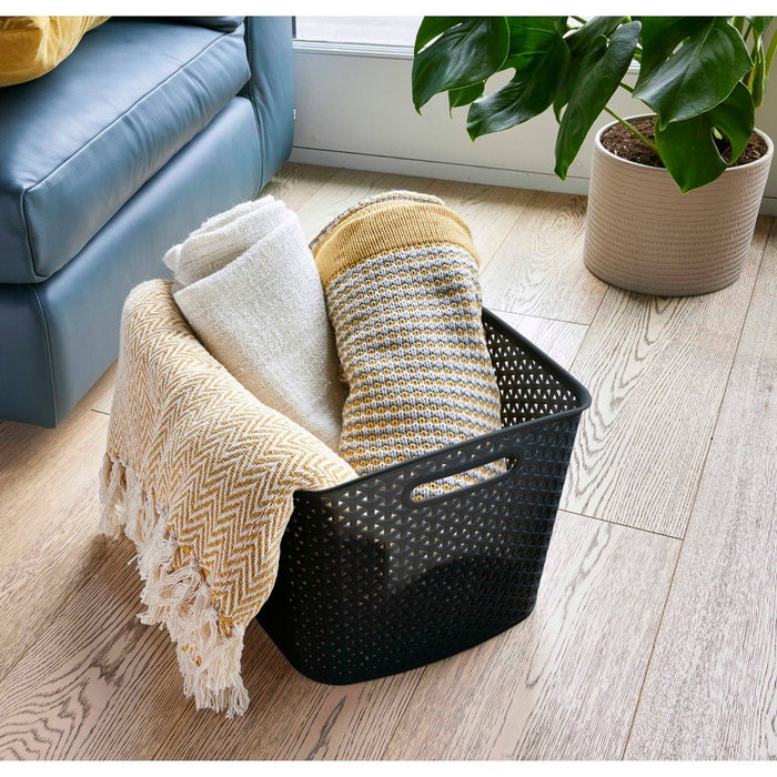 Y-Weave XL Curved Decorative Storage Basket Black - Brightroom