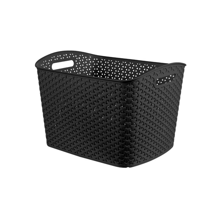 Y-Weave XL Curved Decorative Storage Basket Black - Brightroom