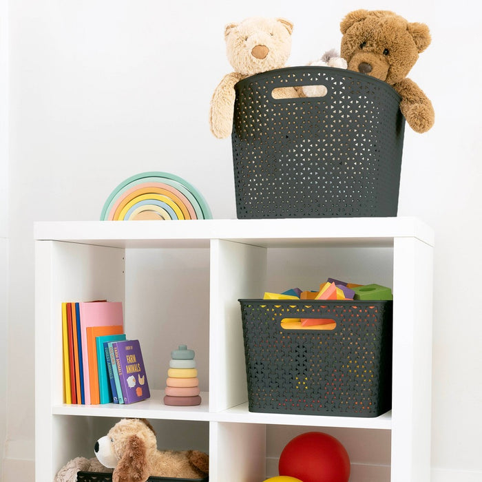 Y-Weave XL Curved Decorative Storage Basket Black - Brightroom
