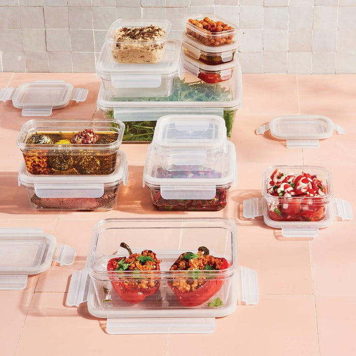 24pc (set of 12) Plastic Food Storage Container Set with Lids Clear - Figmint