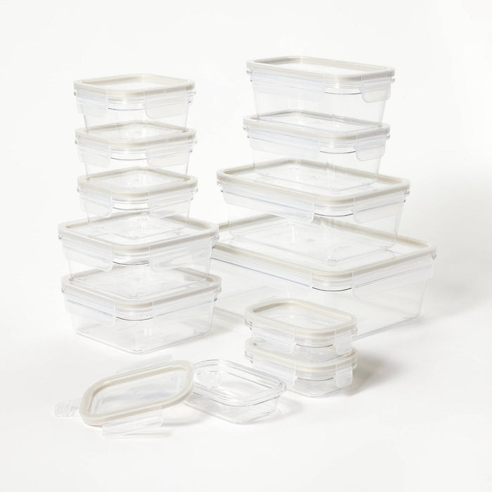 24pc (set of 12) Plastic Food Storage Container Set with Lids Clear - Figmint
