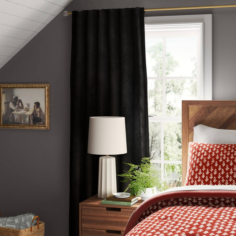 50"x84" Blackout Chenille Curtain Panel Black - Threshold