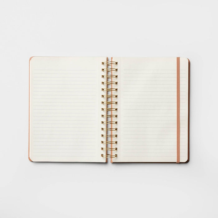 240pg College Ruled Journal 8"x6.5" Embossed Brown Faux Leather - Threshold