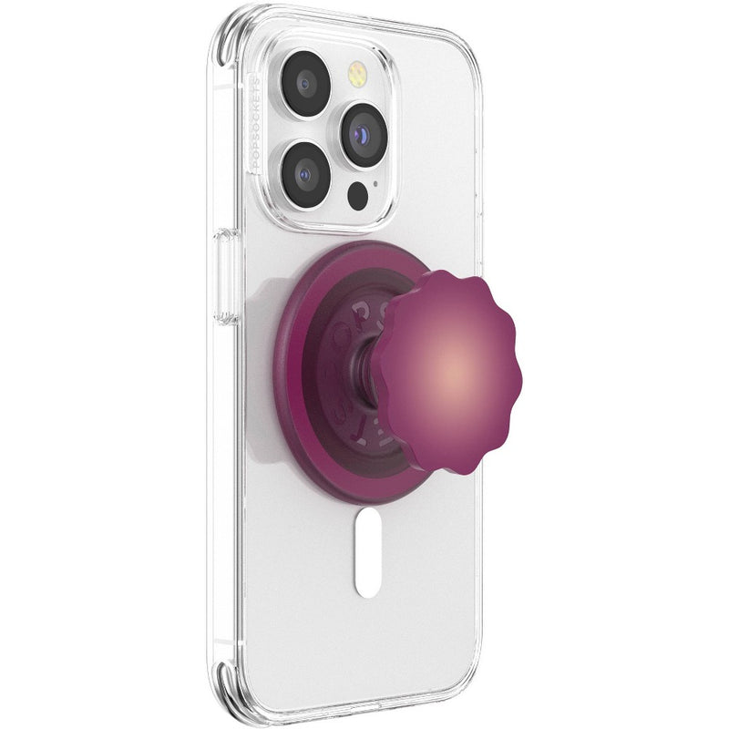 PopSockets Magnetic Phone GripwithMagSafe,MagneticAdapter RingIncluded - Molded Flower Red Wine Translucent