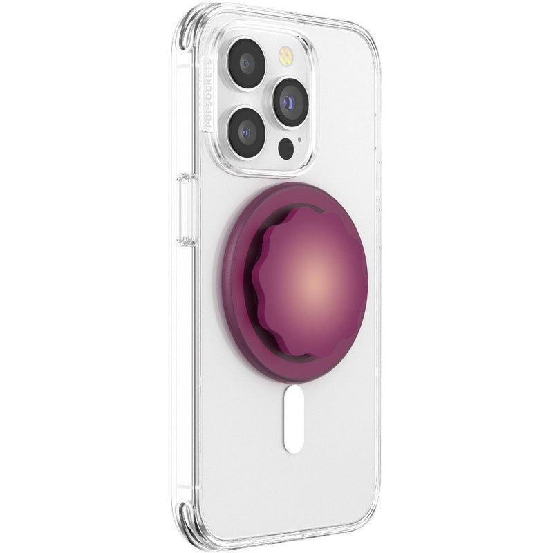 PopSockets Magnetic Phone GripwithMagSafe,MagneticAdapter RingIncluded - Molded Flower Red Wine Translucent
