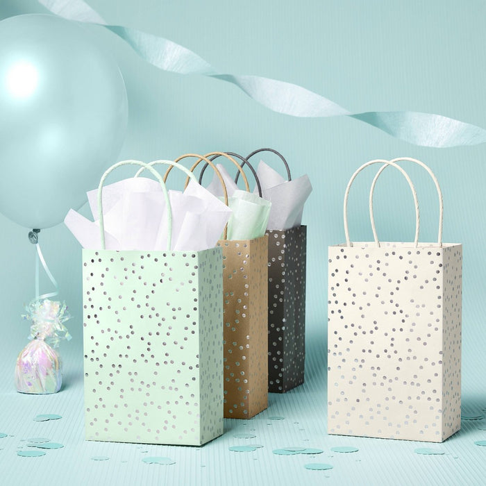 4pk XS Silver Foil Dots Gift Bags - Spritz