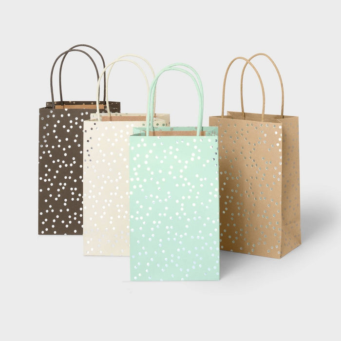 4pk XS Silver Foil Dots Gift Bags - Spritz