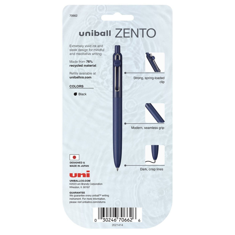 uniball 4pk Zento Gel Pen 0.7mm Medium Point Black Ink Muted Barrel