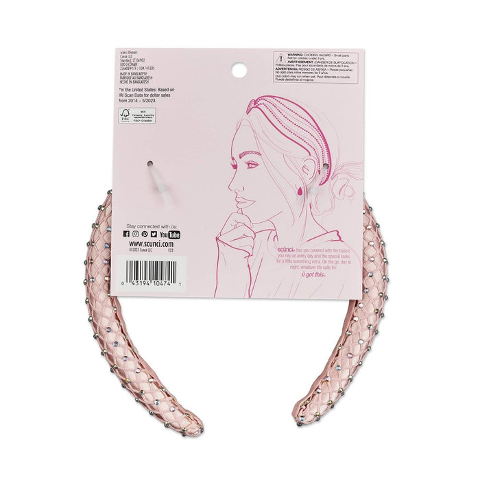 scunci be-u-tiful Rhinestone and Mesh Embellished Padded Headband - Pink