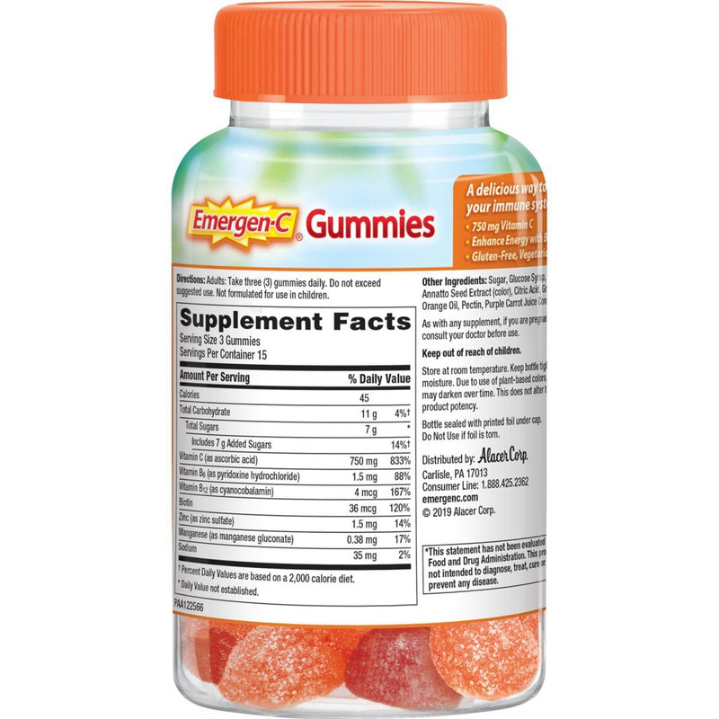 Emergen-C Vitamin C Immune Support Gummies - Orange, Tangerine & Raspberry - 45ct
