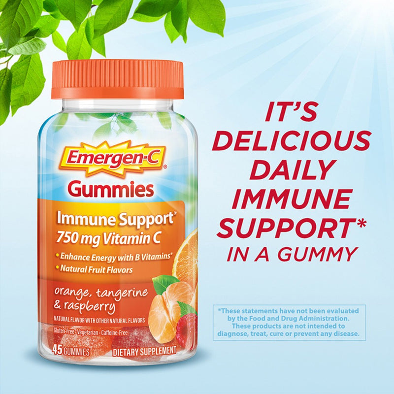 Emergen-C Vitamin C Immune Support Gummies - Orange, Tangerine & Raspberry - 45ct