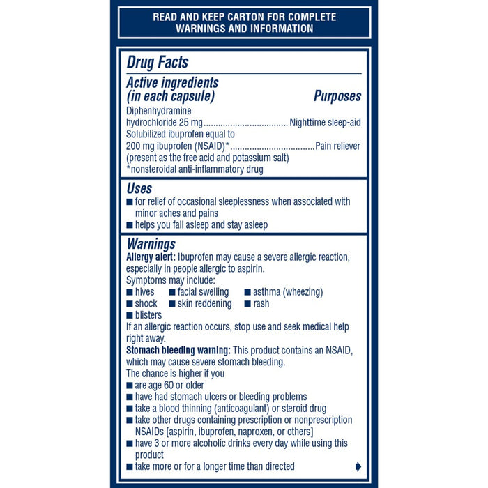 Advil PM Liqui-Gels Pain Reliever/Nighttime Sleep Aid Liquid Filled Capsules - Ibuprofen (NSAID) - 80ct