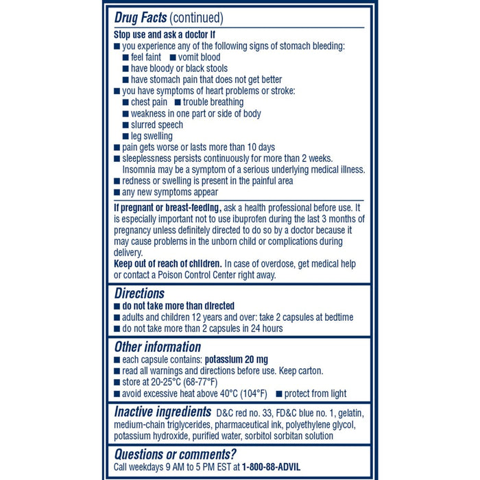 Advil PM Liqui-Gels Pain Reliever/Nighttime Sleep Aid Liquid Filled Capsules - Ibuprofen (NSAID) - 80ct