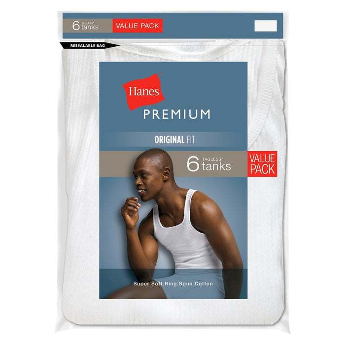 Hanes Premium Men's 6pk Comfort Tank - White S