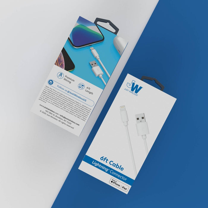 Just Wireless 6' TPU Lightning to USB-A Cable - White