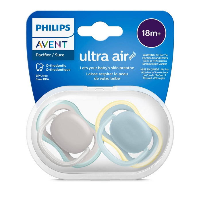 Avent Philips Ultra Air Pacifier 18 Months+ - Beige/Dawn, Blue/Gray - 2pk