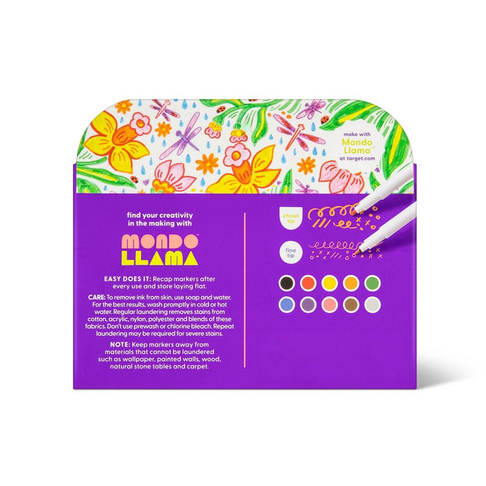 10ct Dual Tip Washable Marker Set - Mondo Llama