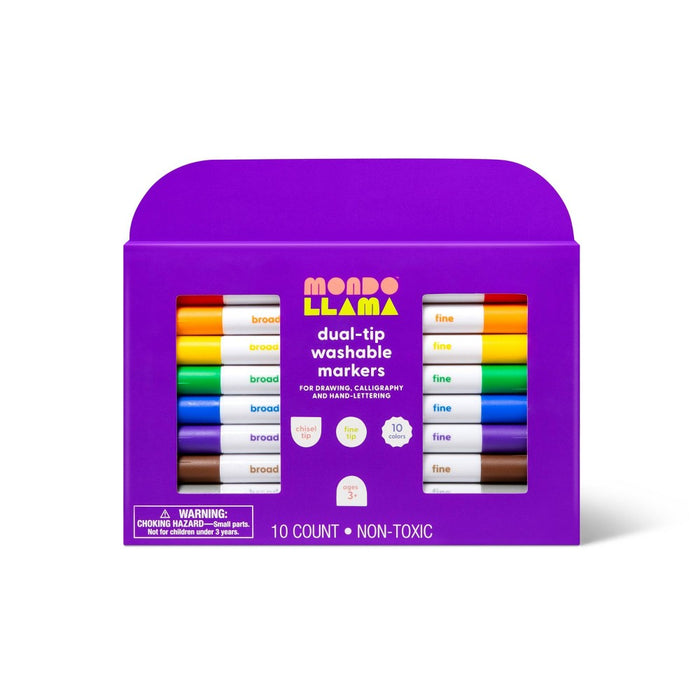 10ct Dual Tip Washable Marker Set - Mondo Llama