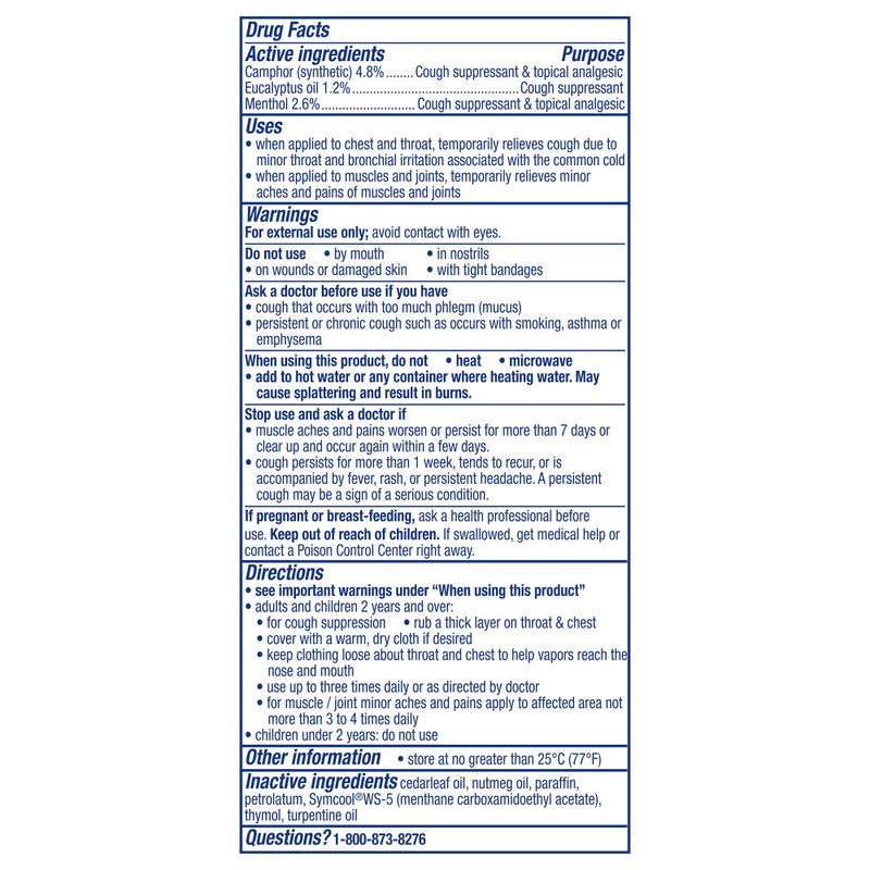 Vicks VapoRub Advanced Plus Cough Suppressant Topical Chest Rub Analgesic Ointment - 2.82oz