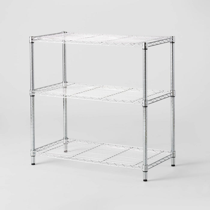 3 Tier Wide Wire Shelving Chrome - Brightroom (LOCAL PICKUP ONLY)