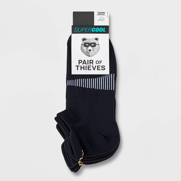 Pair of Thieves Men's SuperCool Low Cut Socks 3pk - Black 6-12