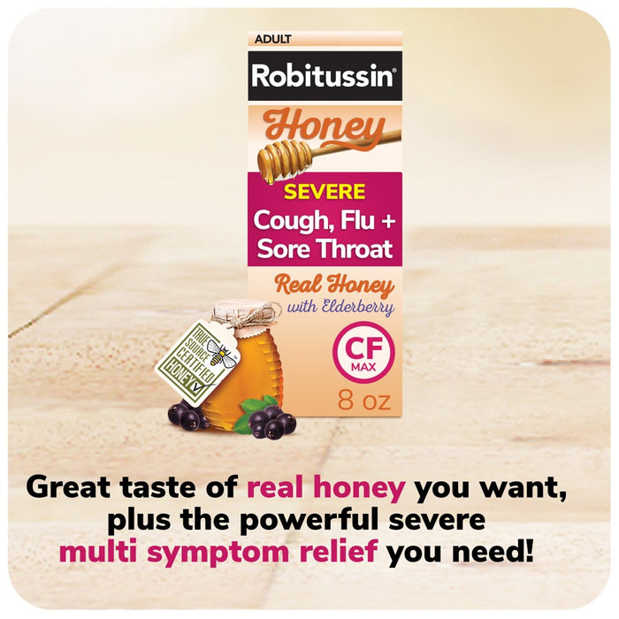 Robitussin Daytime Severe Cough, Flu and Sore Throat Syrup - Honey - 8 fl oz