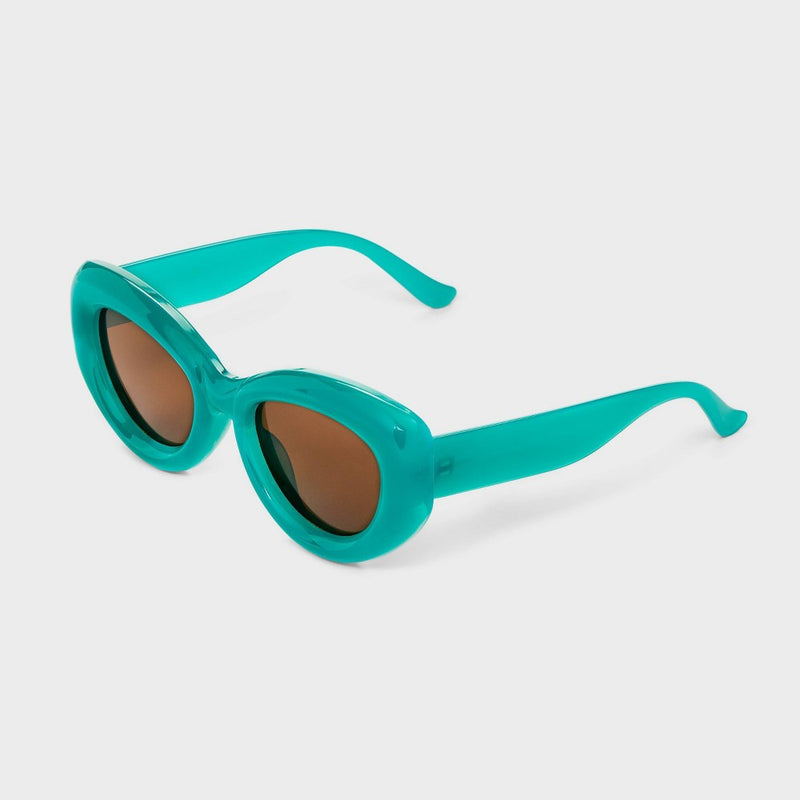 Women's Bubble Round Cateye Sunglasses - A New Day Green
