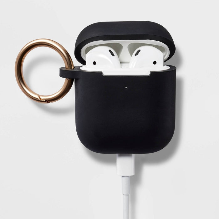 Apple AirPods (1/2 Generation) Silicone Case with Clip - heyday Black/Black