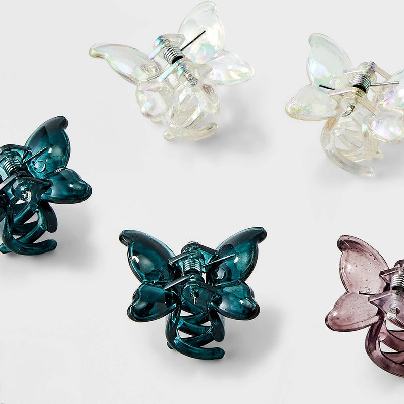 Clear Butterfly Mini Claw Hair Clip Set 10 pc - Wild Fable Pink/Purple/Black