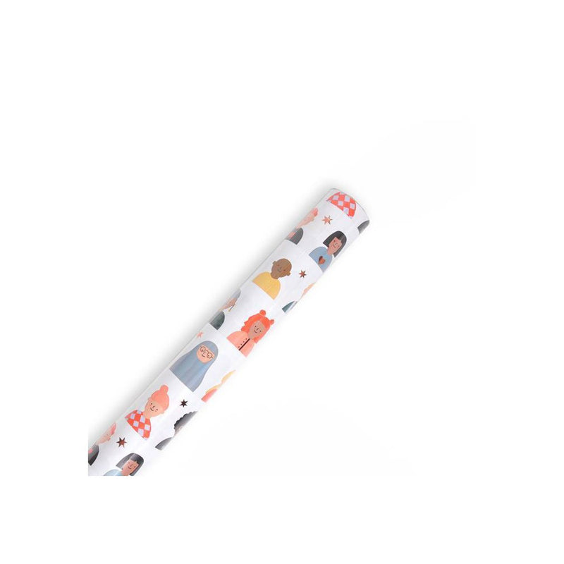 Gift Wrap People Printed Pattern - Spritz: Multicolor, FSC Certified, All-Occasion, Bronze Foil Stars (LOCAL PICKUP ONLY)