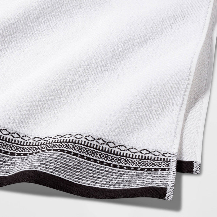 Diamond Border Terry Bath Towel Black/White - Threshold