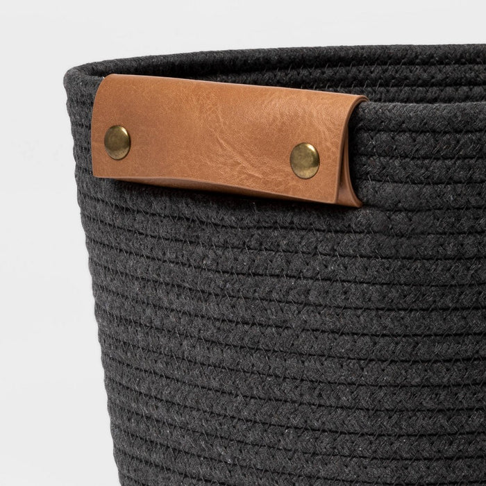 11" Decorative Coiled Rope Basket Gray Charcoal - Brightroom