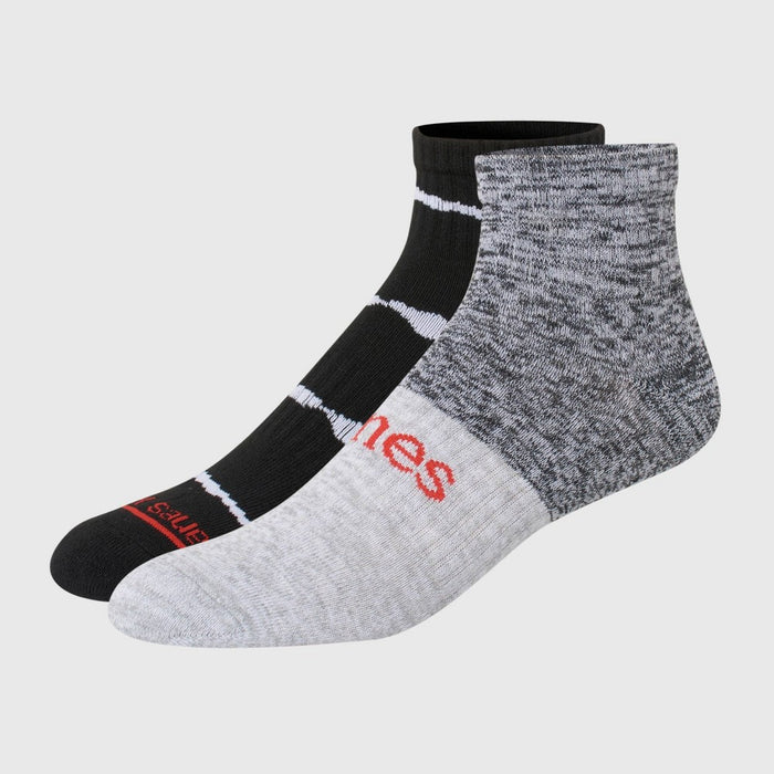 Hanes Originals Premium Men's Ankle Socks 2pk - Black/Gray 6-12