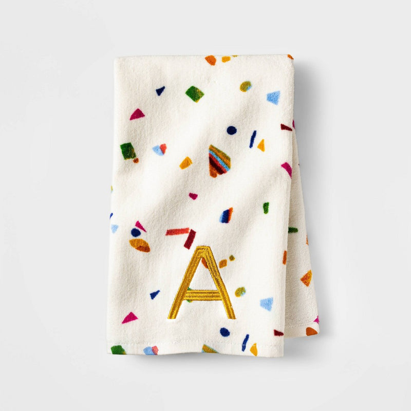 15"x25" Sheared Terry Monogram Hand Towel 'A' - Opalhouse