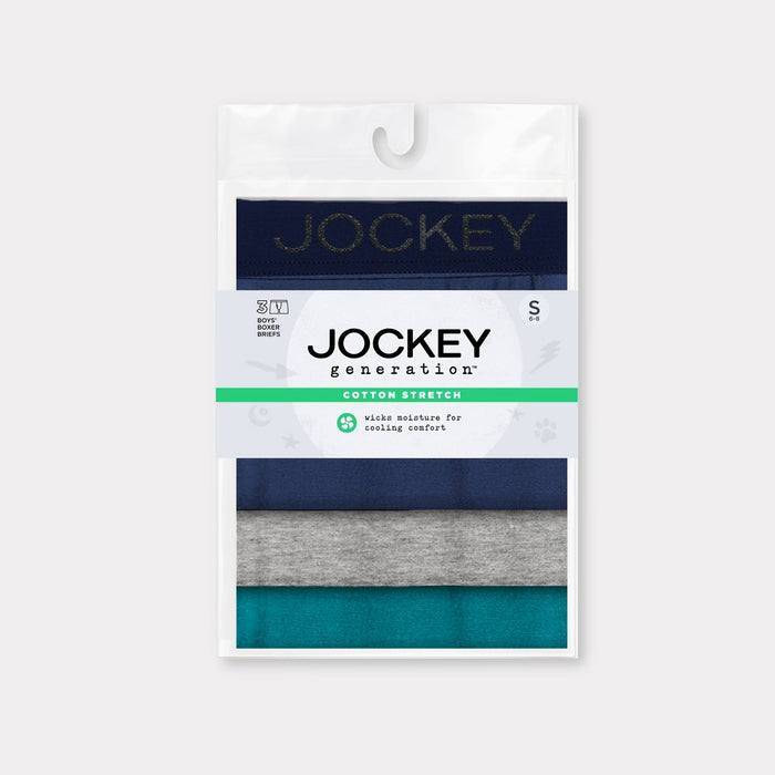 Jockey Generation Boys' 3pk Cotton Stretch Boxer Briefs - Navy/Gray S