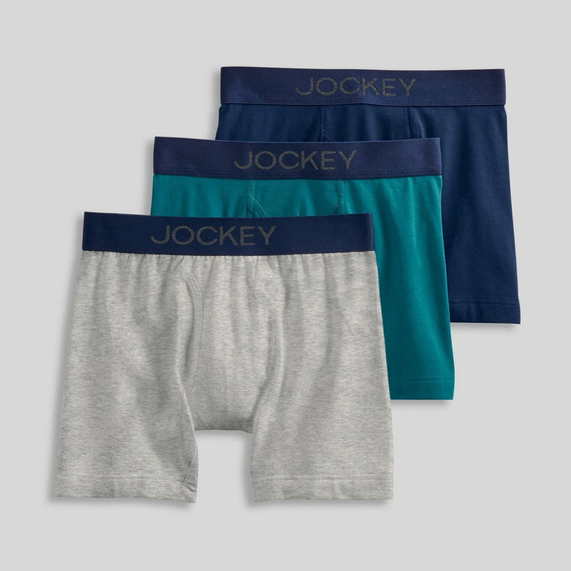 Jockey Generation Boys' 3pk Cotton Stretch Boxer Briefs - Navy/Gray S